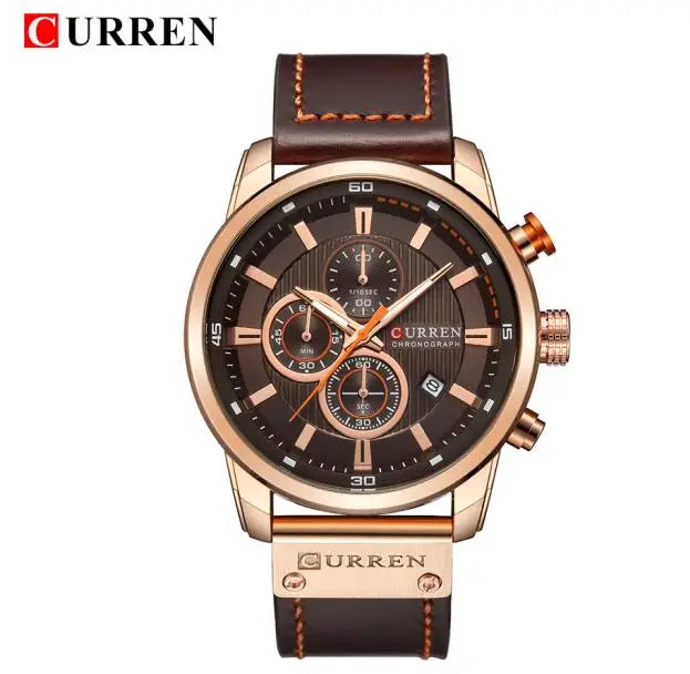 CURREN Brand Watch Men Leather Sports Watches Men's Army Military Quartz Wristwatch Chronograph Male Clock Relogio Masculino