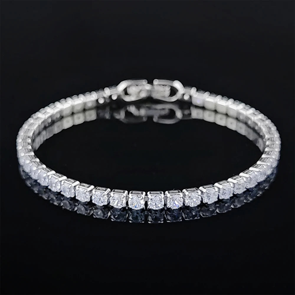 Silver Color 2.5/3/4/5mm Zircon Tennis Bracelet For Women Men Dazzling Crystal Hand Chain Wedding Gift Punk Fashion Jewelrys5650