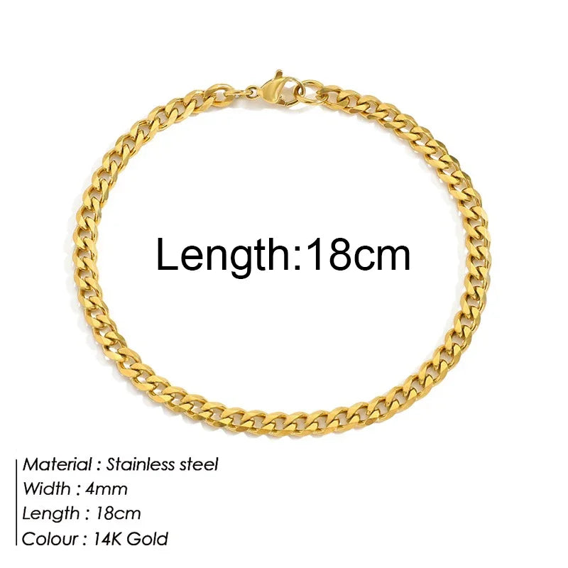 Gold Color Bracelet Stainless Steel Twist Cuban Chain Bracelet for Women Chain Bracelet Jewelry Gifts Wholesale Dropshipping