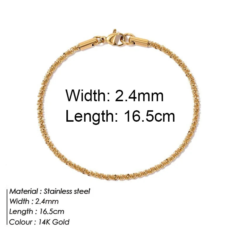 Gold Color Bracelet Stainless Steel Twist Cuban Chain Bracelet for Women Chain Bracelet Jewelry Gifts Wholesale Dropshipping