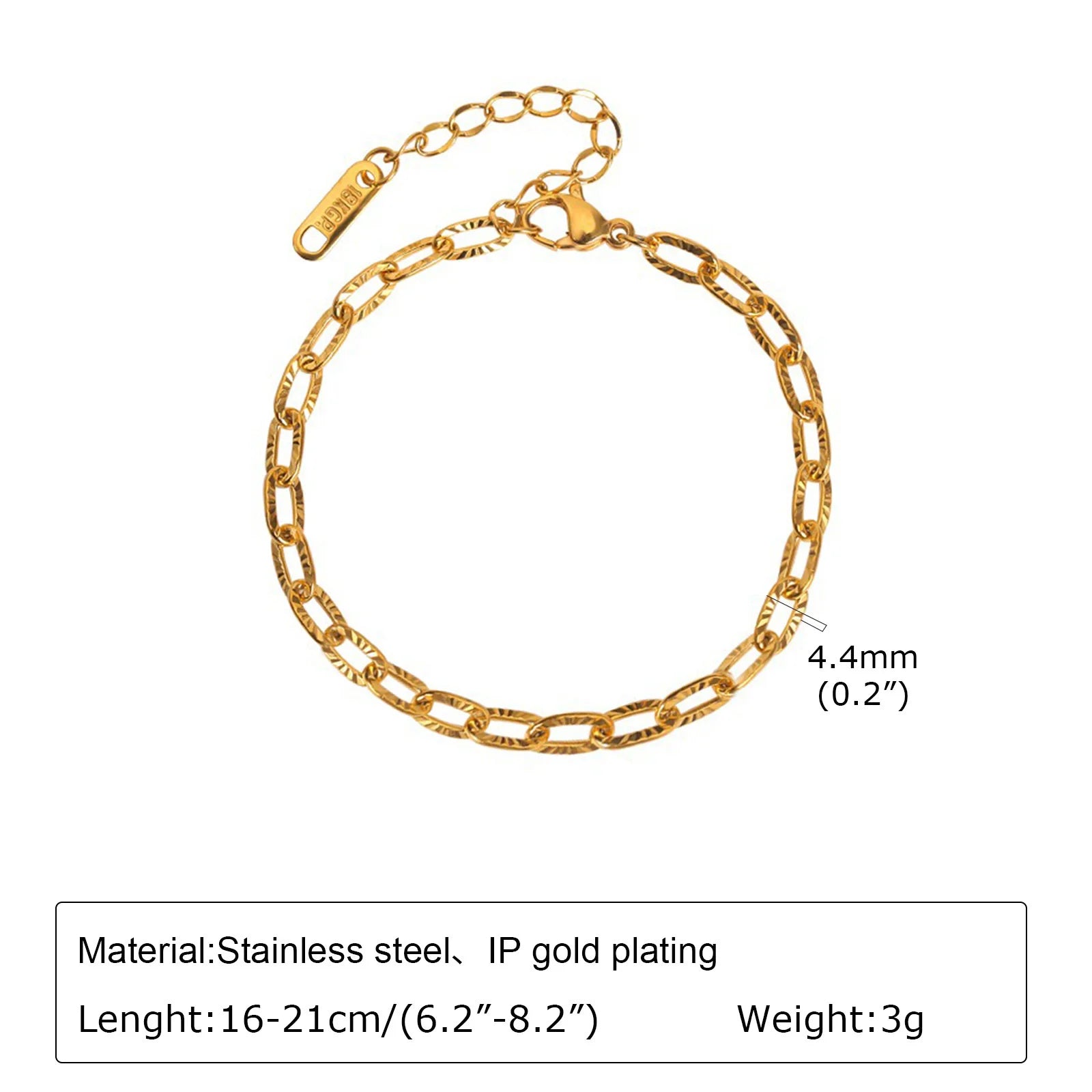 Gold Color Link Bracelet, Layering Bracelets for Women