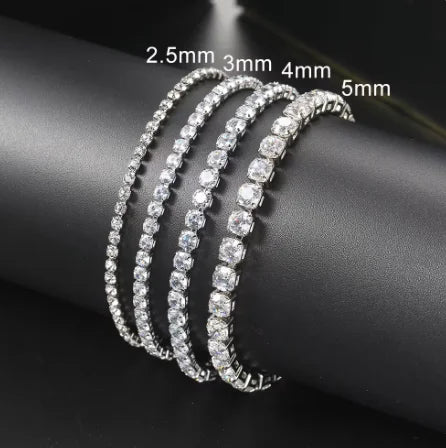 Silver Color 2.5/3/4/5mm Zircon Tennis Bracelet For Women Men Dazzling Crystal Hand Chain Wedding Gift Punk Fashion Jewelrys5650