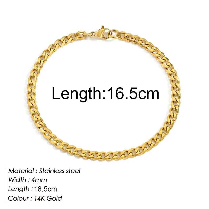 Gold Color Bracelet Stainless Steel Twist Cuban Chain Bracelet for Women Chain Bracelet Jewelry Gifts Wholesale Dropshipping