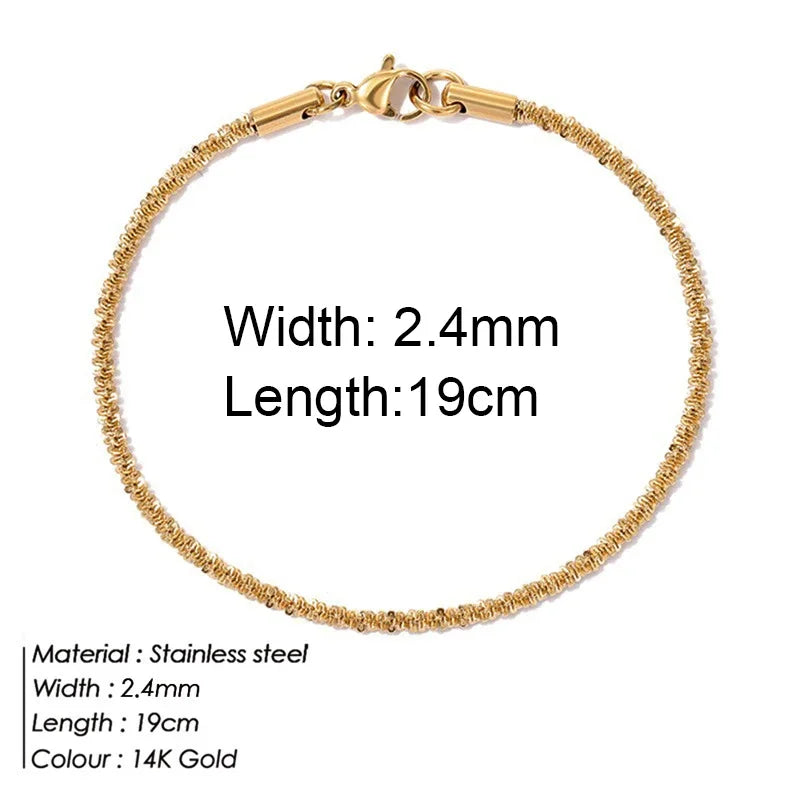 Gold Color Bracelet Stainless Steel Twist Cuban Chain Bracelet for Women Chain Bracelet Jewelry Gifts Wholesale Dropshipping