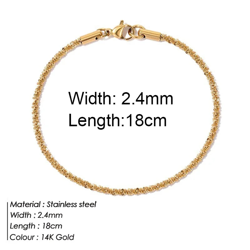 Gold Color Bracelet Stainless Steel Twist Cuban Chain Bracelet for Women Chain Bracelet Jewelry Gifts Wholesale Dropshipping