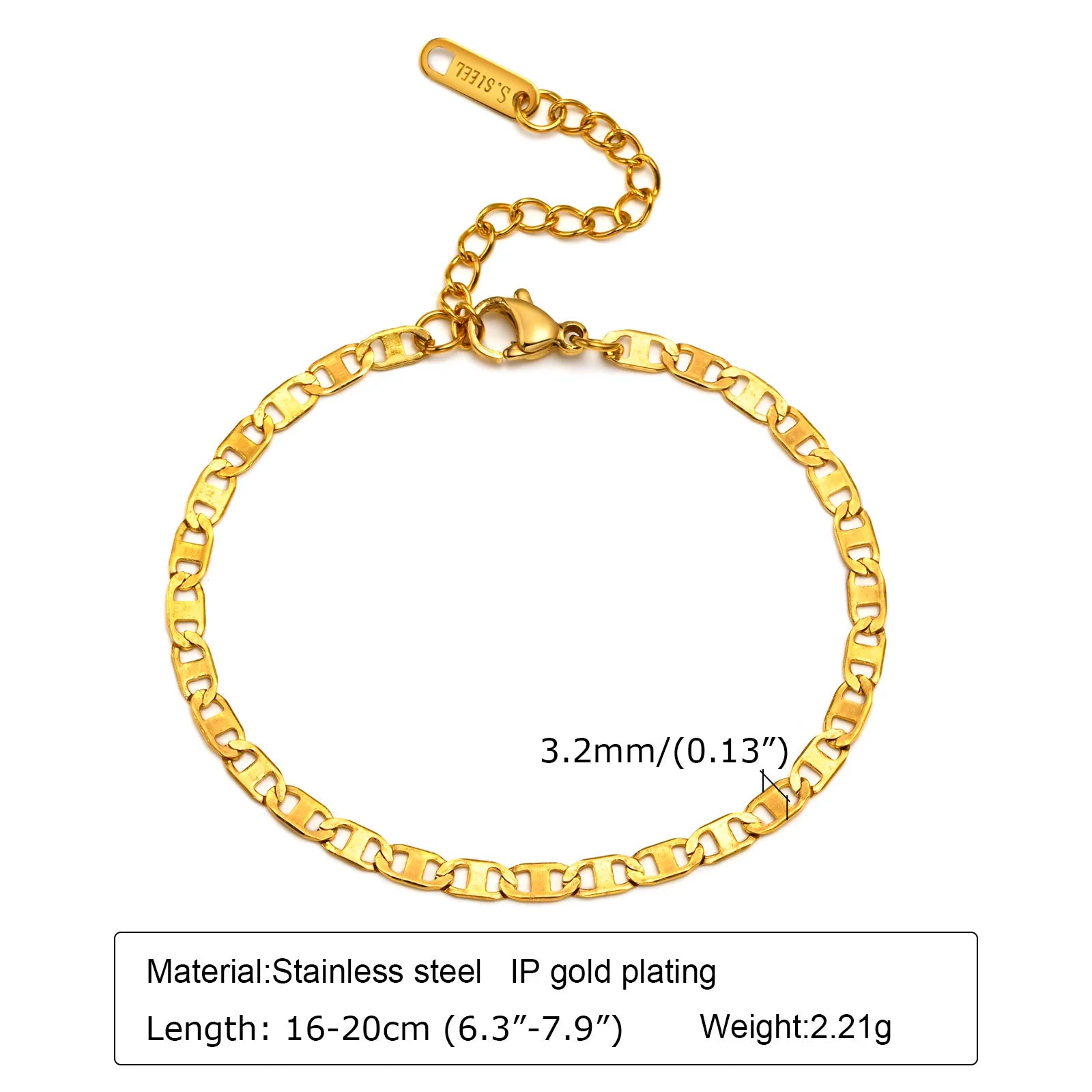 Gold Color Link Bracelet, Layering Bracelets for Women