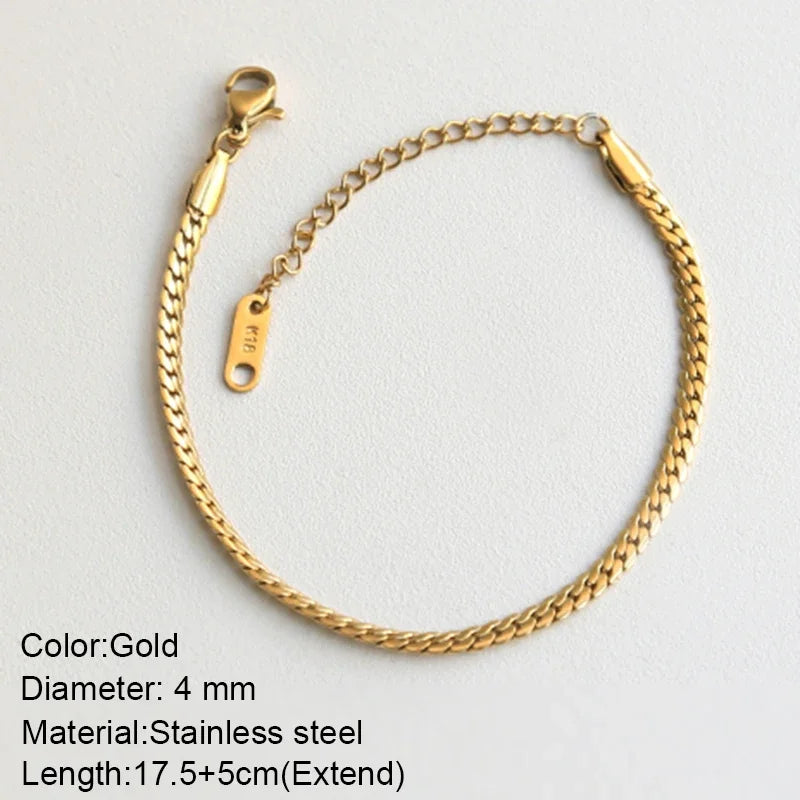 Gold Color Bracelet Stainless Steel Twist Cuban Chain Bracelet for Women Chain Bracelet Jewelry Gifts Wholesale Dropshipping