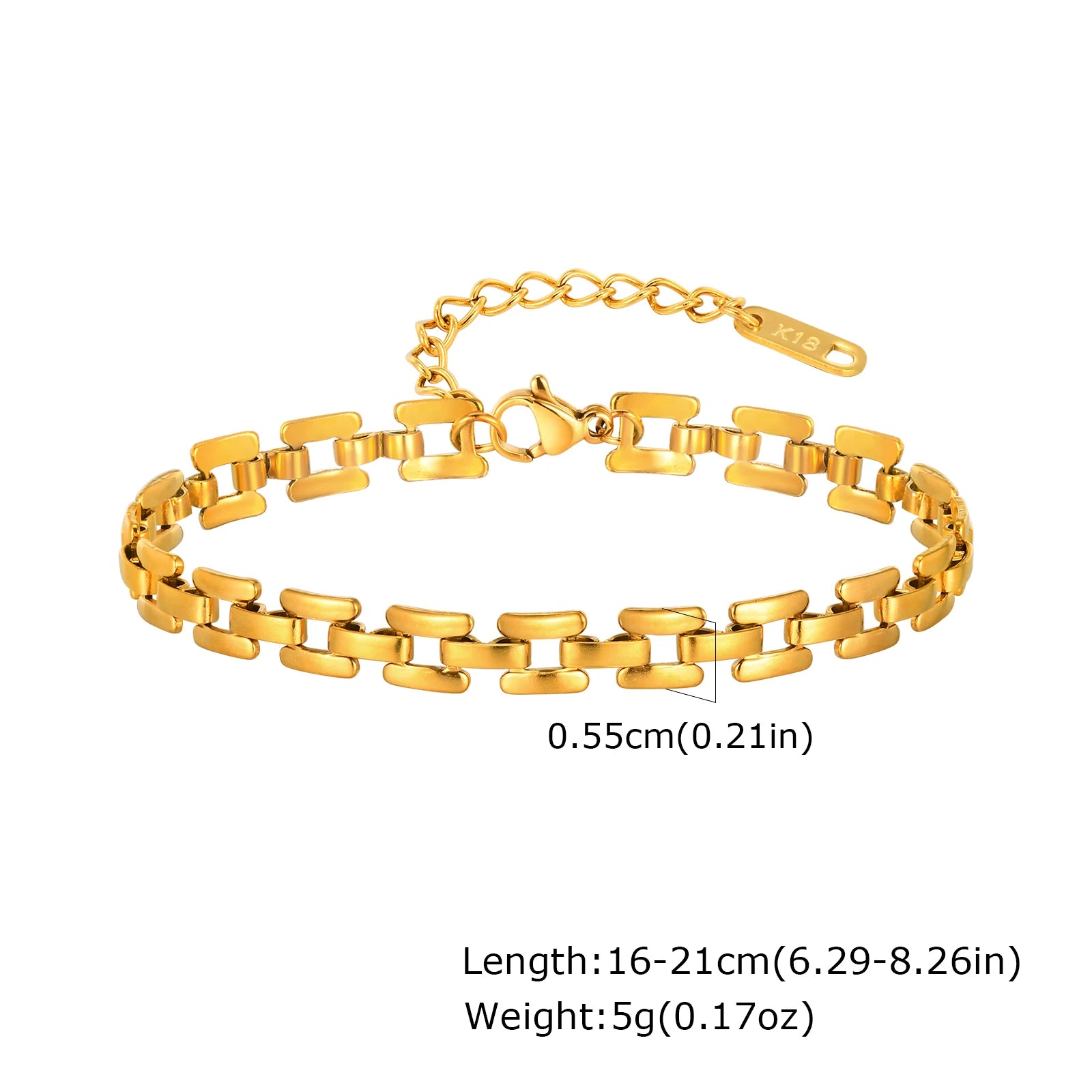 Gold Color Link Bracelet, Layering Bracelets for Women